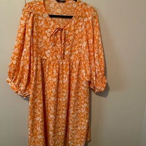 DOKOTOO Women's Floral Orange Dress
